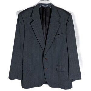 Canali Blazer Mens 44R (EU 54R) Gray Striped Wool Silk Sport Coat Made Italy EUC